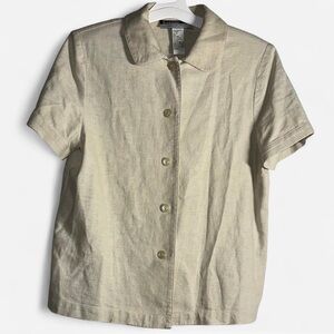 Women's Casual Beige Button Down Shirt